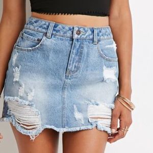 2/$30 forever 21 distressed denim mini skirt